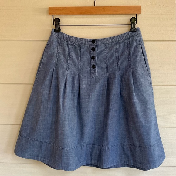 J Crew A Line Chambray Skirt Size 2 - Picture 1 of 4